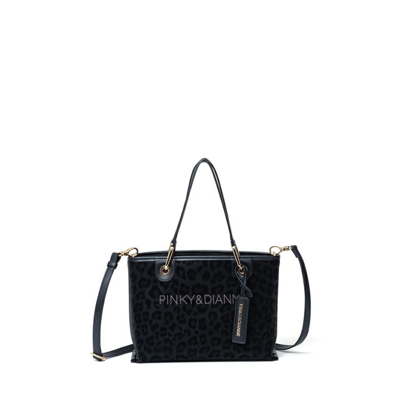 PINKY&DIANNE ソフトレオパード 2WAYハンド ブラック