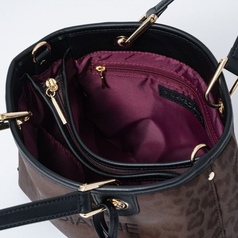 PINKY&DIANNE ソフトレオパード 2WAYハンド ブラウン