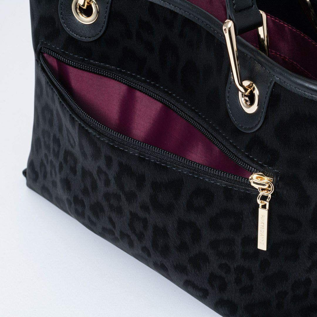 PINKY&DIANNE ソフトレオパード 2WAYハンド ブラック