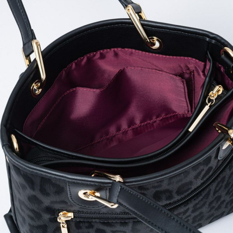 PINKY&DIANNE ソフトレオパード 2WAYハンド ブラック