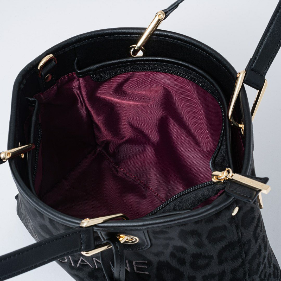 PINKY&DIANNE ソフトレオパード 2WAYハンド ブラック