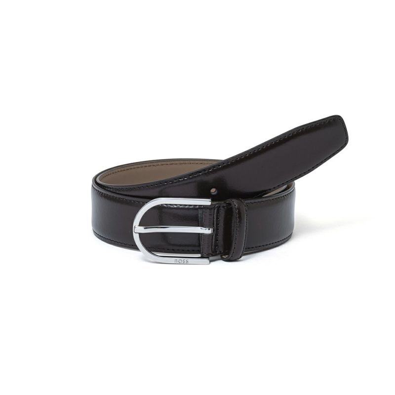 BOSS Tifeo イタリア製レザーベルト（80）【HBMB5051】 チョコ