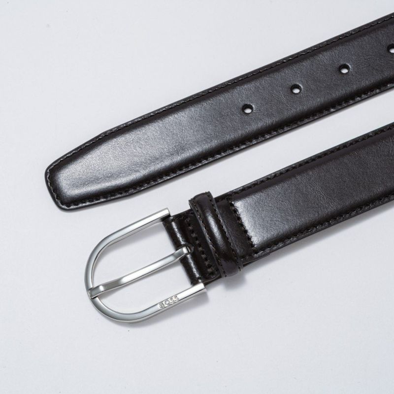 BOSS Tifeo イタリア製レザーベルト（80）【HBMB5051】 チョコ