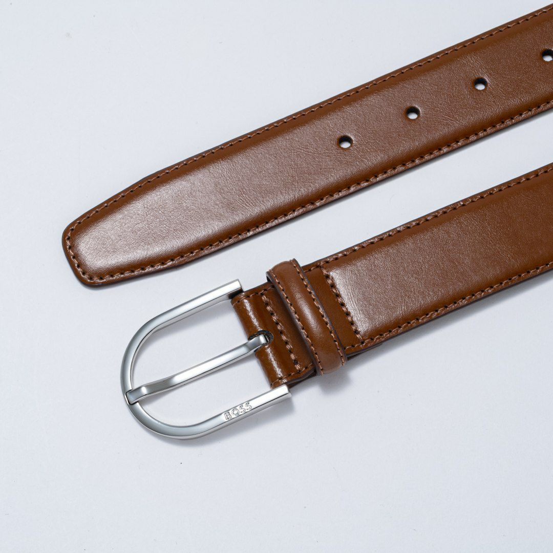 BOSS Tifeo イタリア製レザーベルト（85）【HBMB5052】 ブラウン