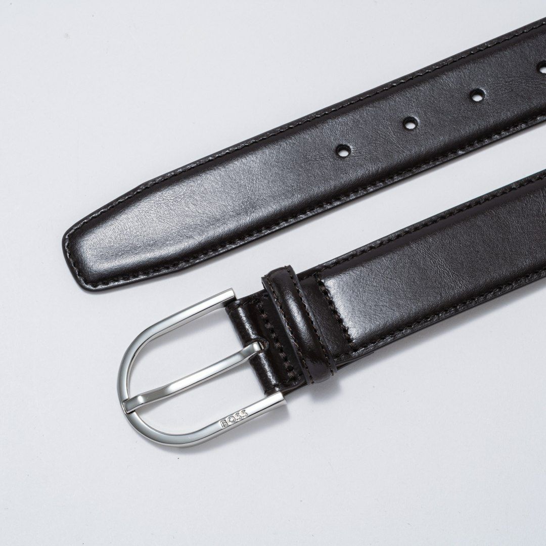 BOSS Tifeo イタリア製レザーベルト（110）【HBMB5057】 チョコ