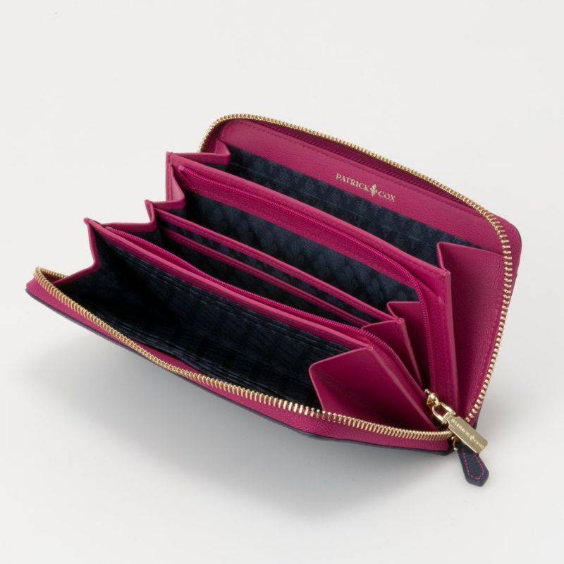 PATRICK COX カラーサンダル ラウンドファスナー長財布 ネイビー