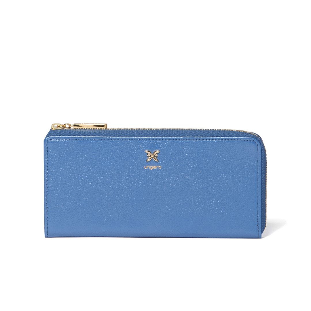 U by ungaroパピヨン L字ファスナー長財布 ブルー