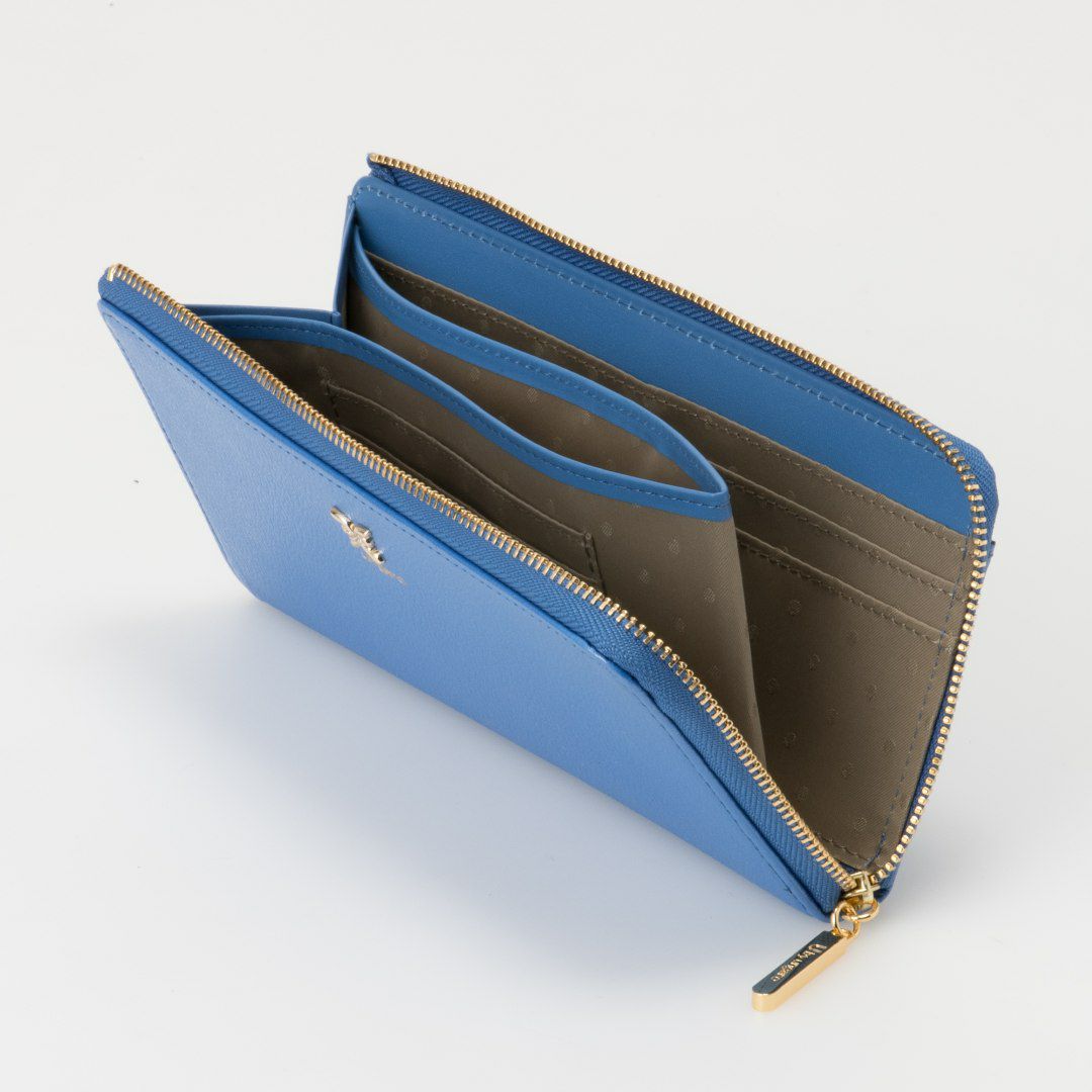 U by ungaroパピヨン L字ファスナー長財布 ブルー