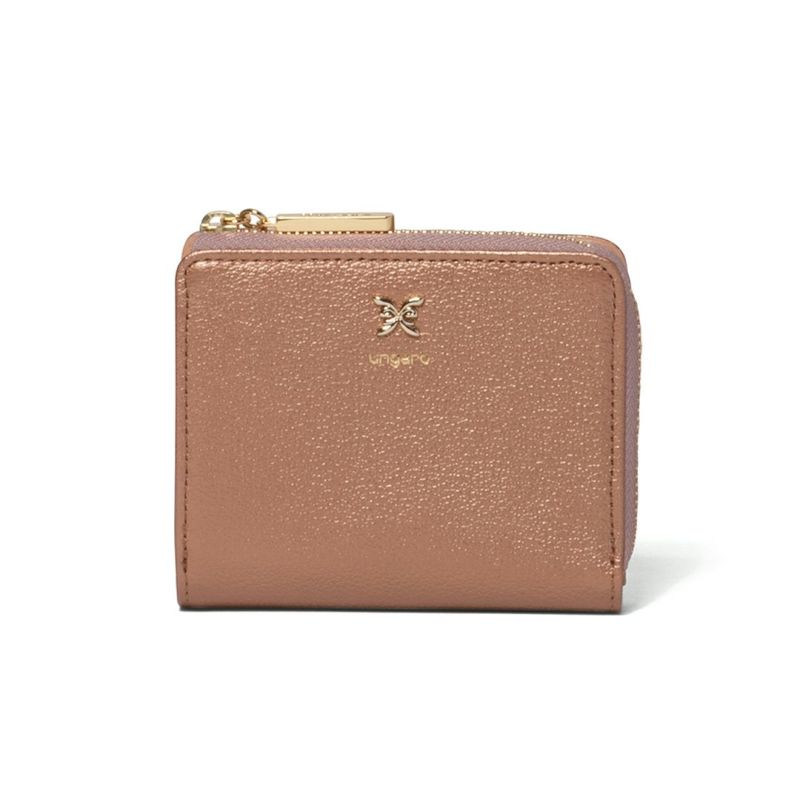U by ungaroパピヨン L字ファスナー折り財布 ピンクゴールド