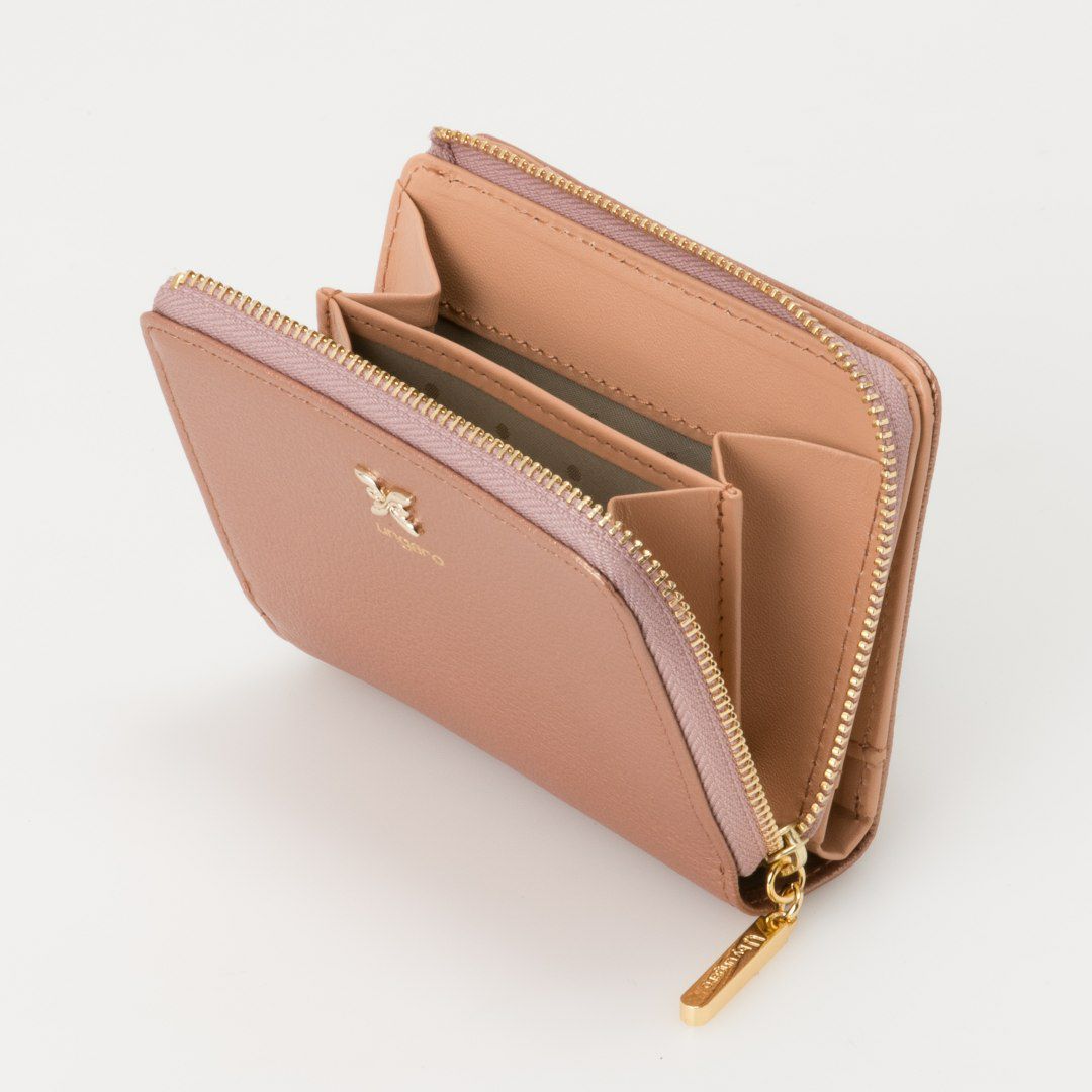 U by ungaroパピヨン L字ファスナー折り財布 ピンクゴールド