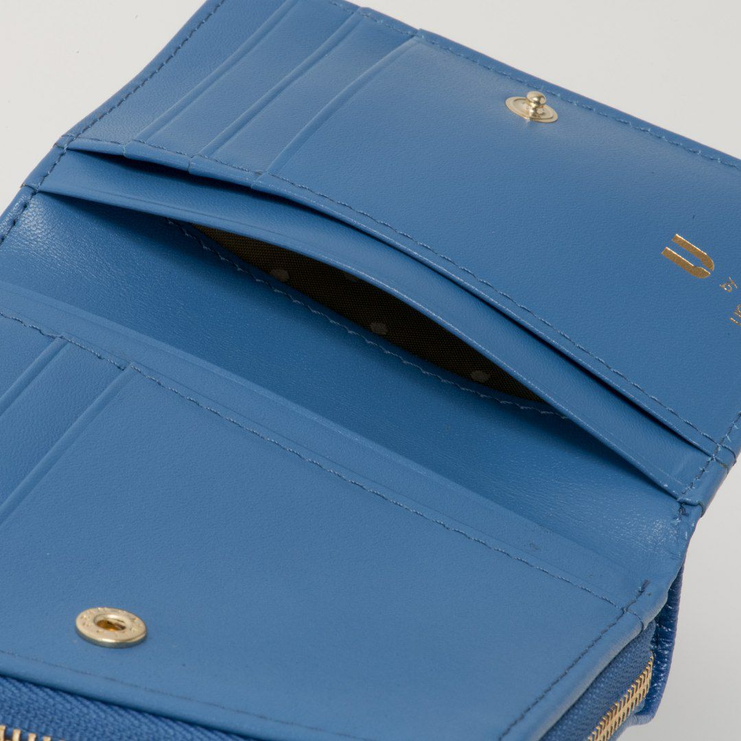 U by ungaroパピヨン L字ファスナー折り財布 ブルー