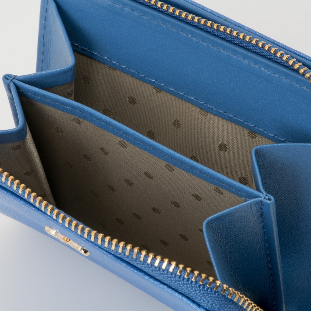 U by ungaroパピヨン L字ファスナー折り財布 ブルー