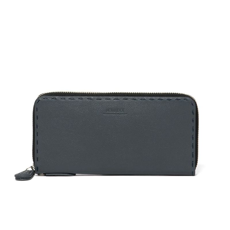 NOMADOI  Indiana ラウンドファスナー長財布 ブルーグレー