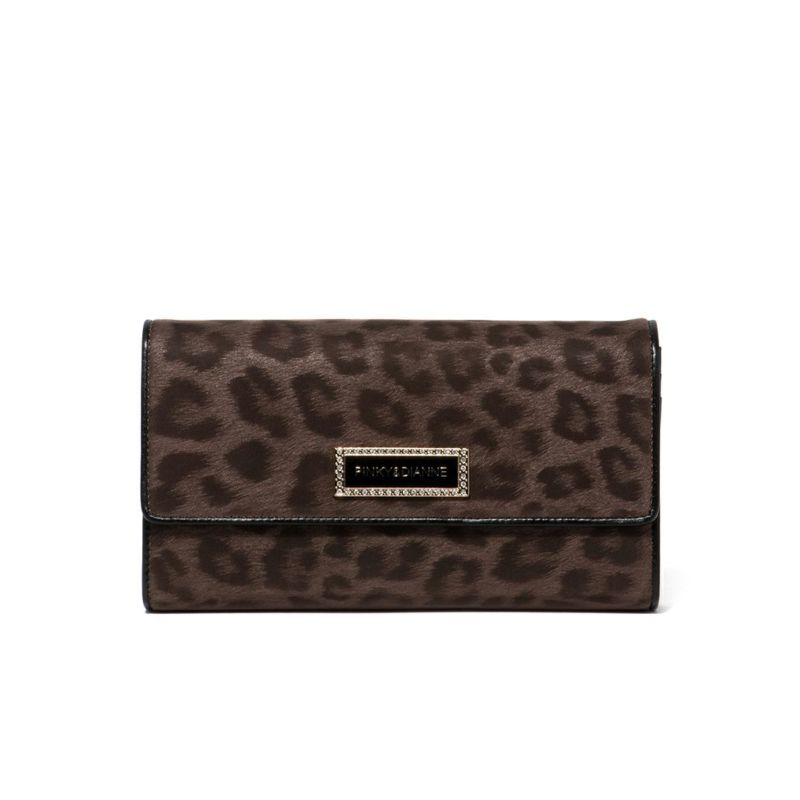 PINKY&DIANNEソフトレオパード 長財布 ブラウン