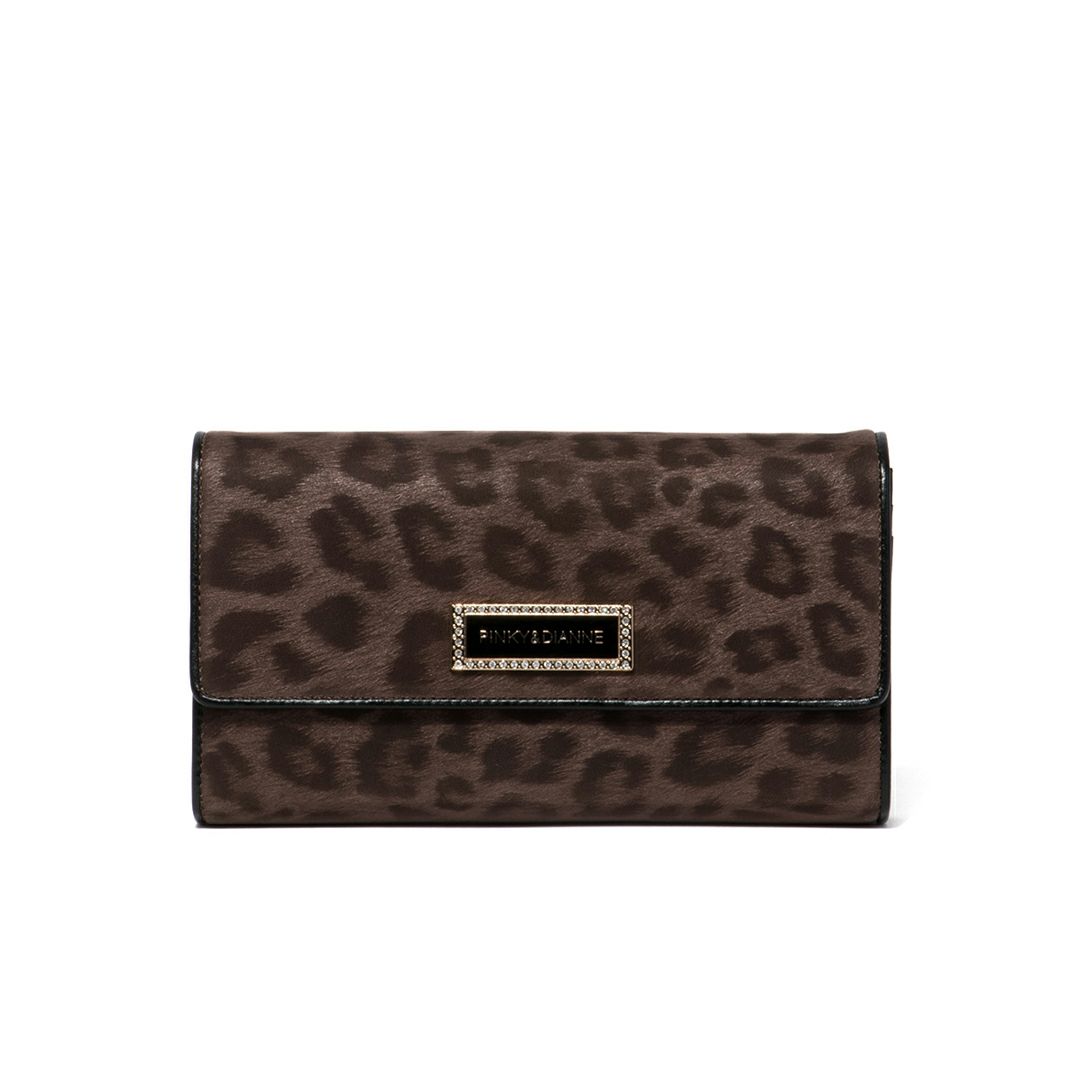 PINKY&DIANNEソフトレオパード 長財布 ブラウン