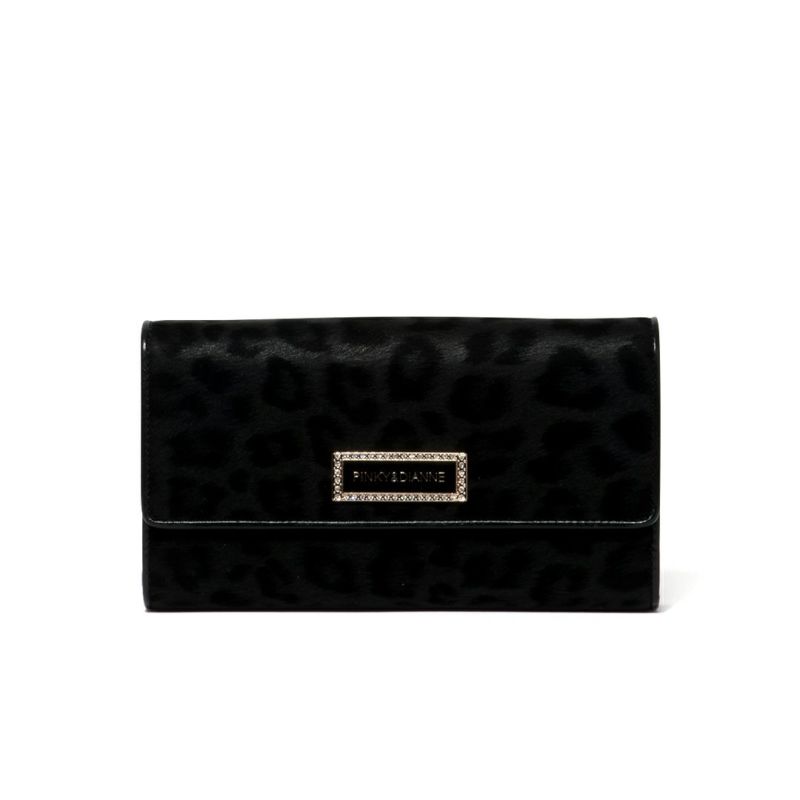 PINKY&DIANNEソフトレオパード 長財布 ブラック