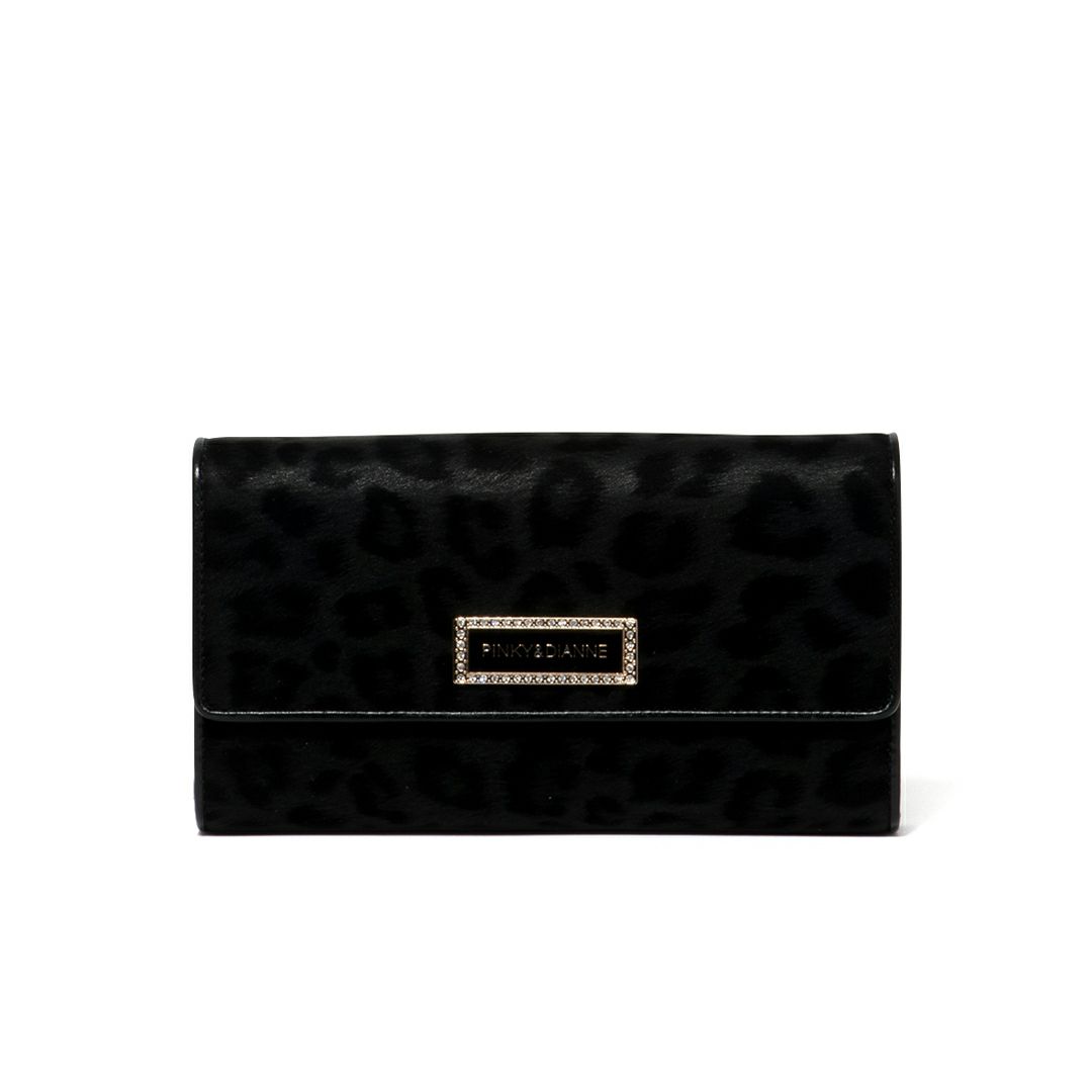 PINKY&DIANNEソフトレオパード 長財布 ブラック
