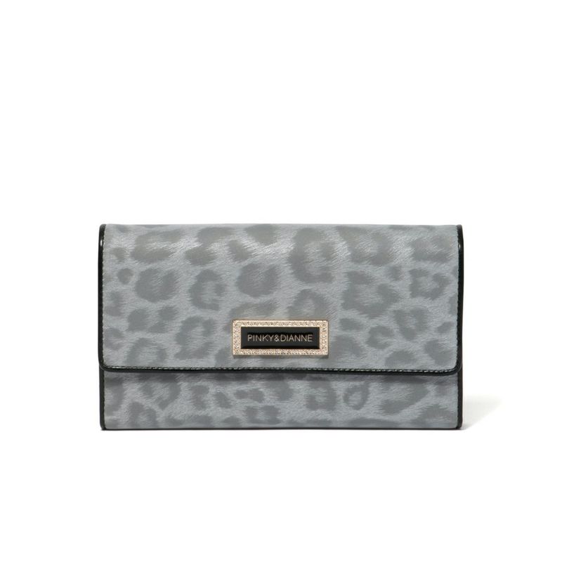 PINKY&DIANNEソフトレオパード 長財布 グレー