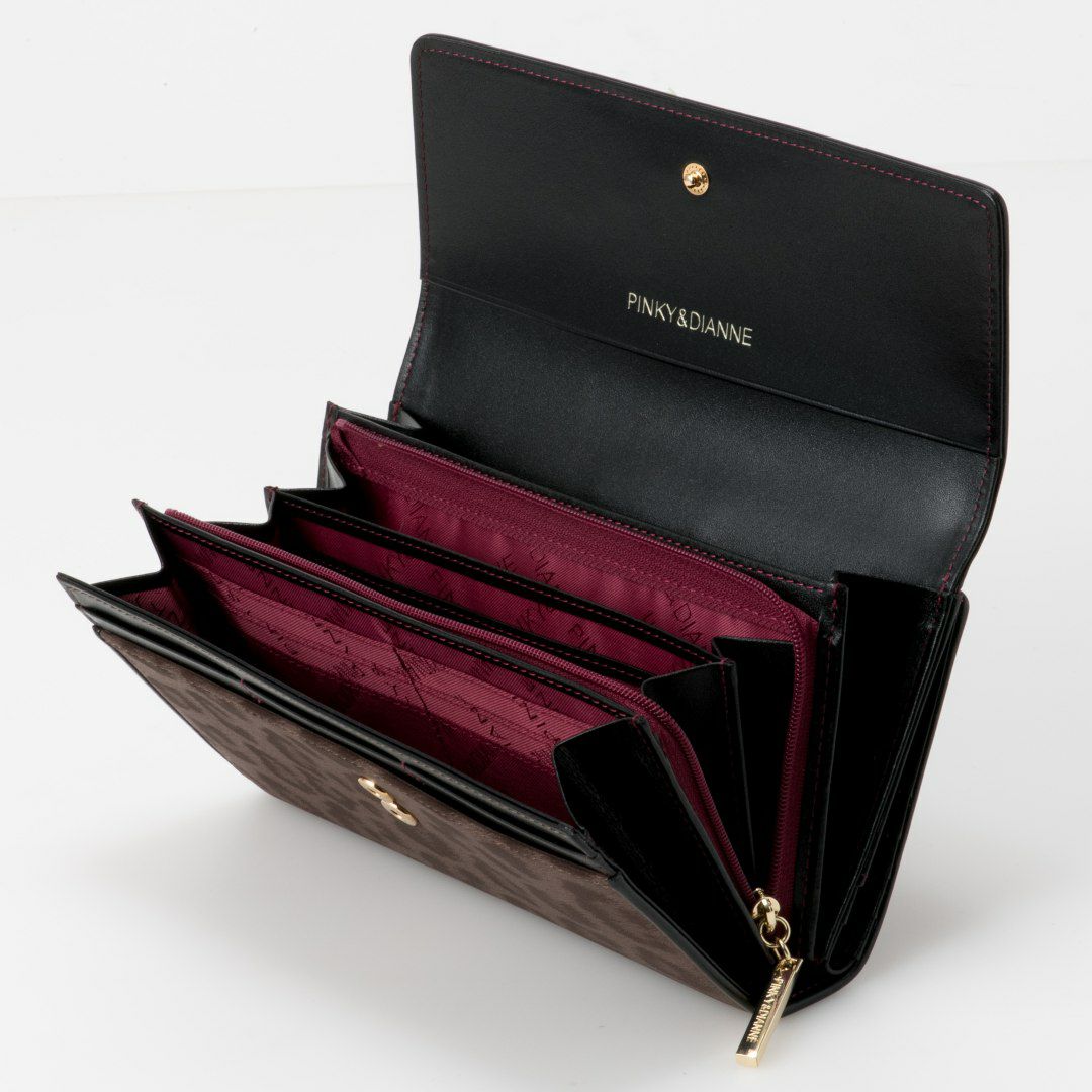 PINKY&DIANNEソフトレオパード 長財布 ブラウン