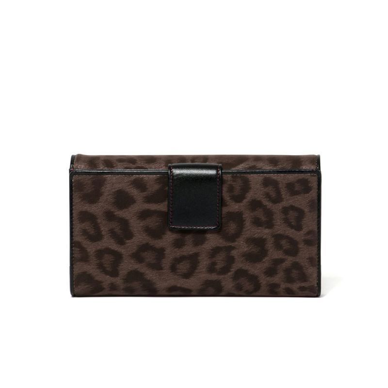 PINKY&DIANNEソフトレオパード 長財布 ブラウン