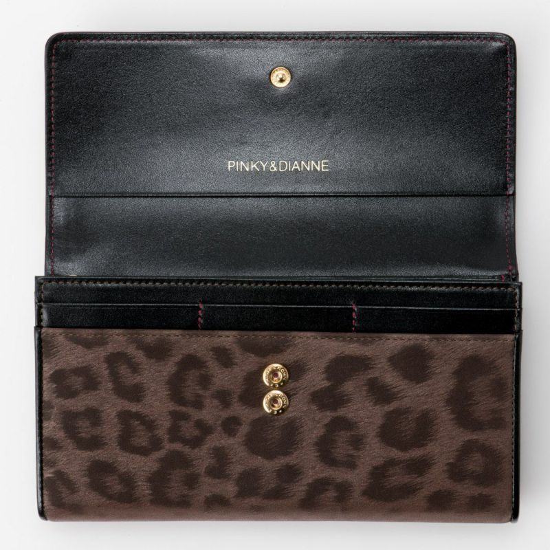 PINKY&DIANNEソフトレオパード 長財布 ブラウン