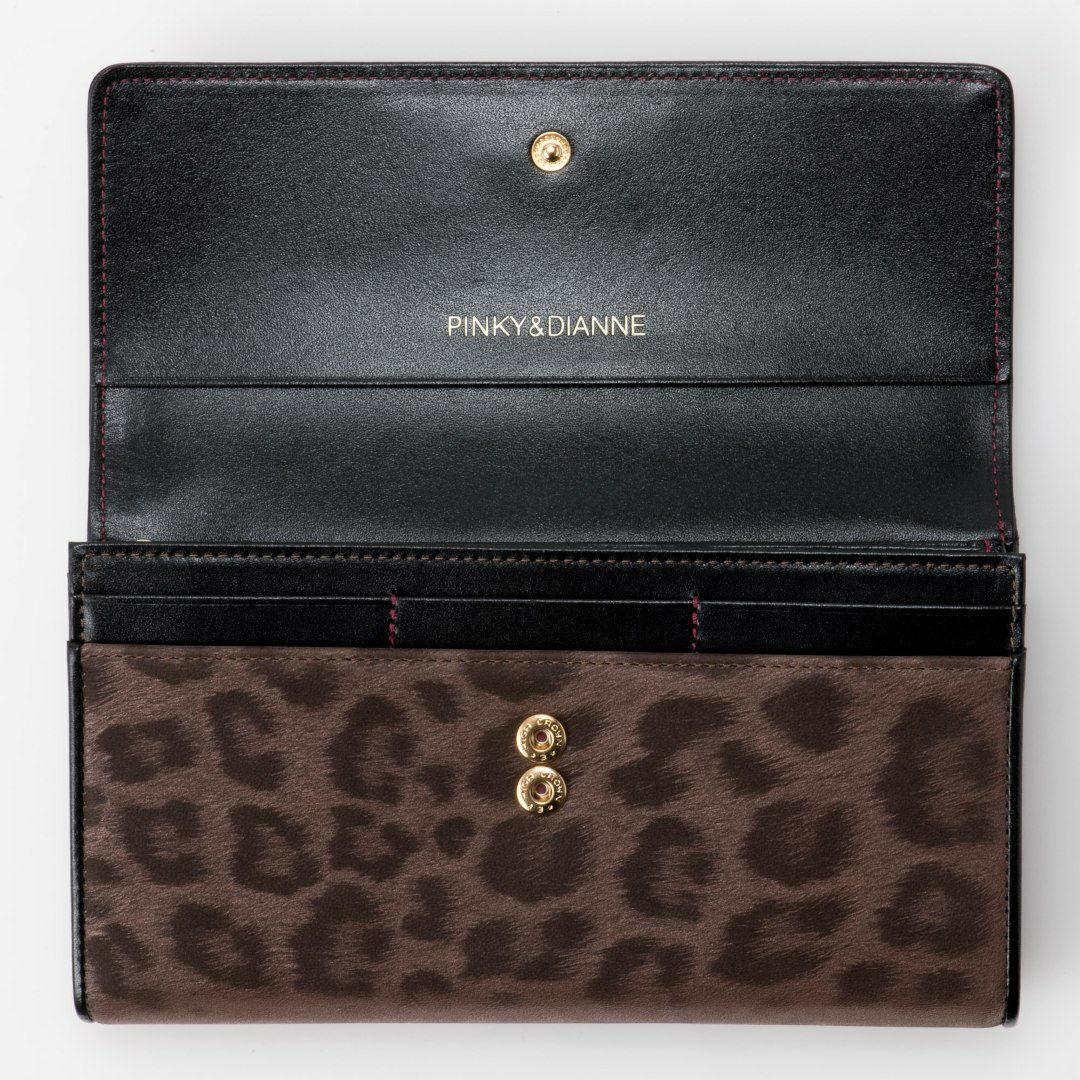 PINKY&DIANNEソフトレオパード 長財布 ブラウン