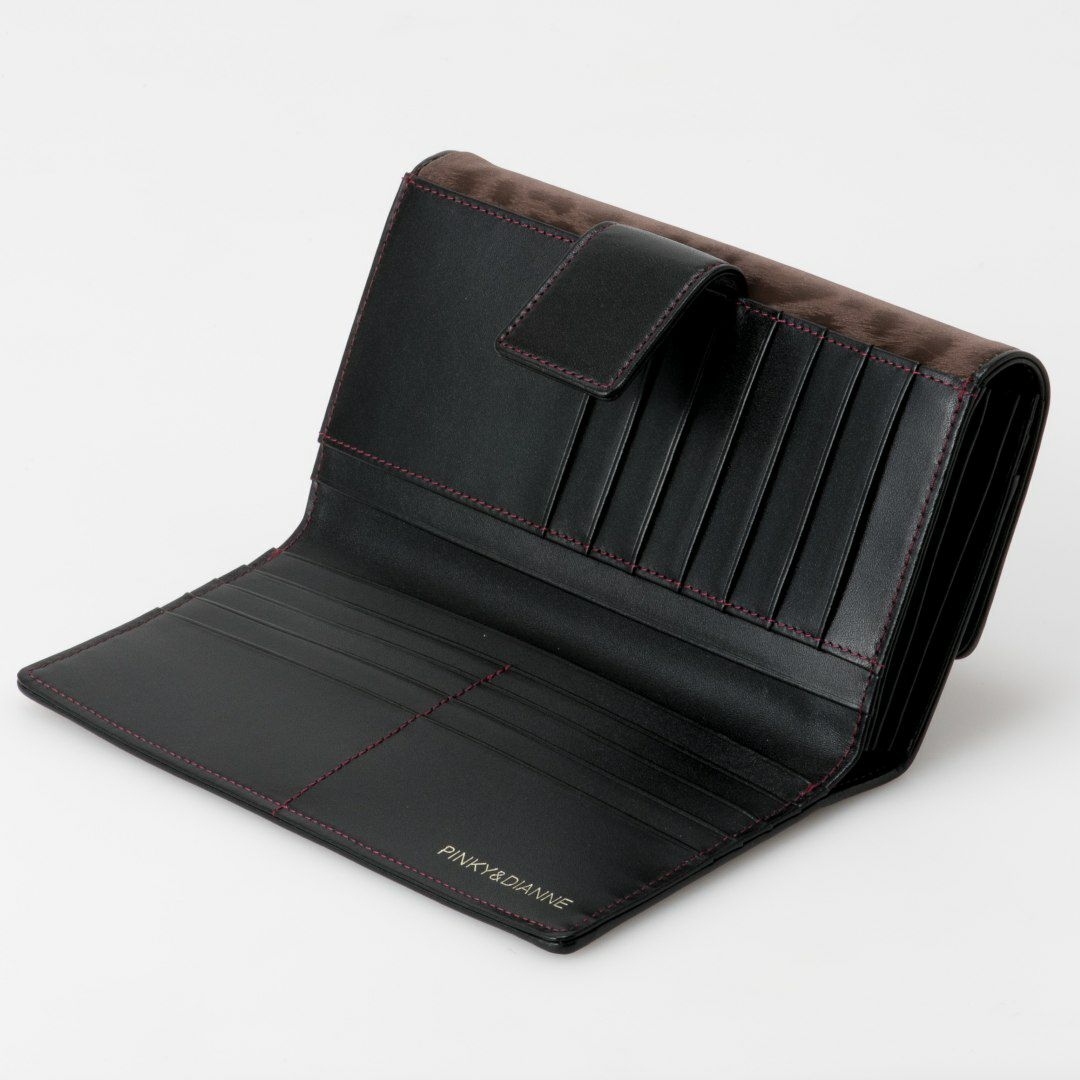 PINKY&DIANNEソフトレオパード 長財布 ブラウン