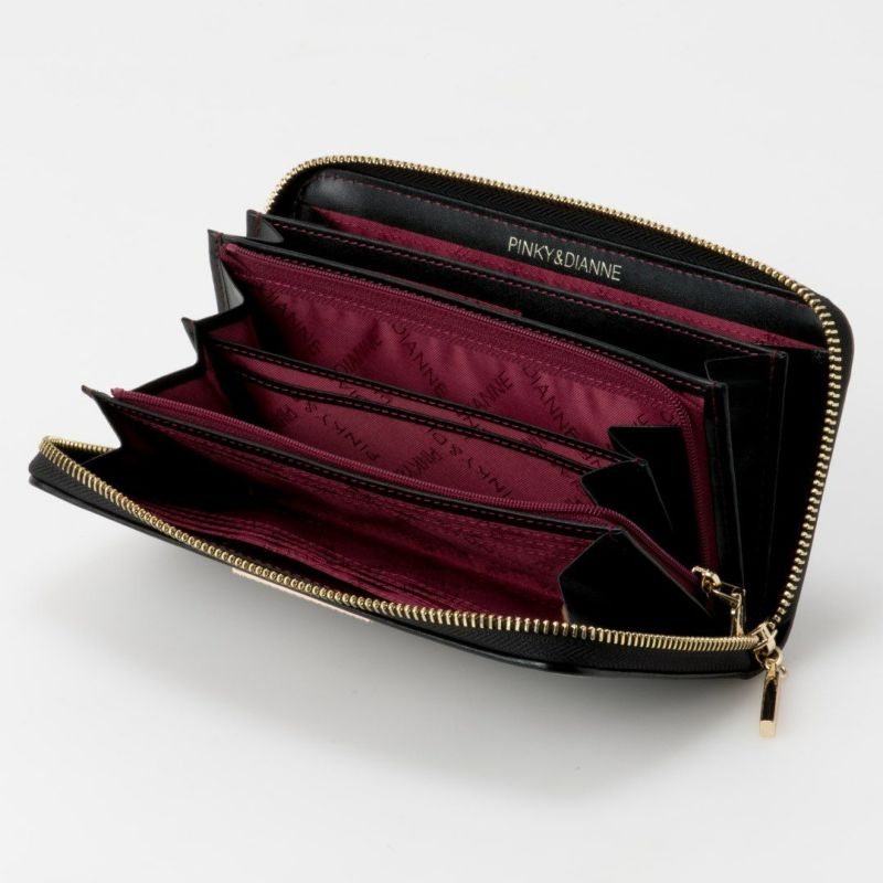 PINKY&DIANNEソフトレオパード ラウンドファスナー長財布 グレー