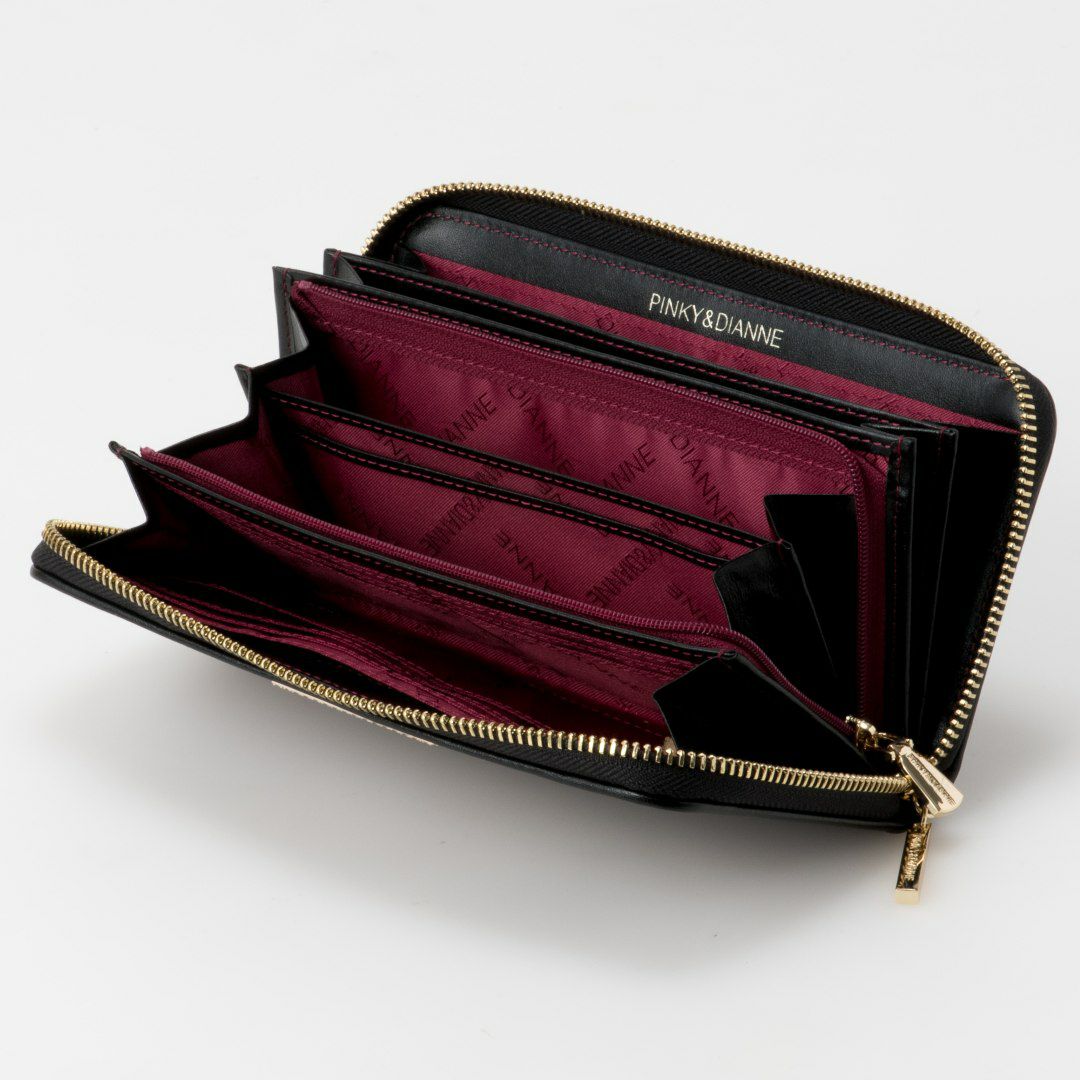 PINKY&DIANNEソフトレオパード ラウンドファスナー長財布 ブラウン