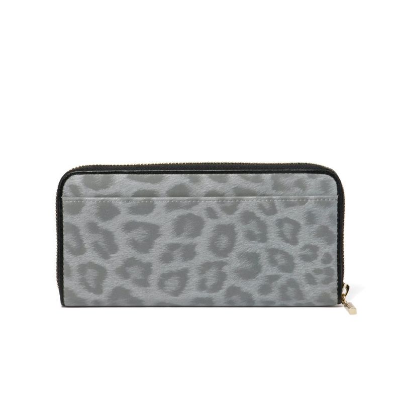 PINKY&DIANNEソフトレオパード ラウンドファスナー長財布 グレー
