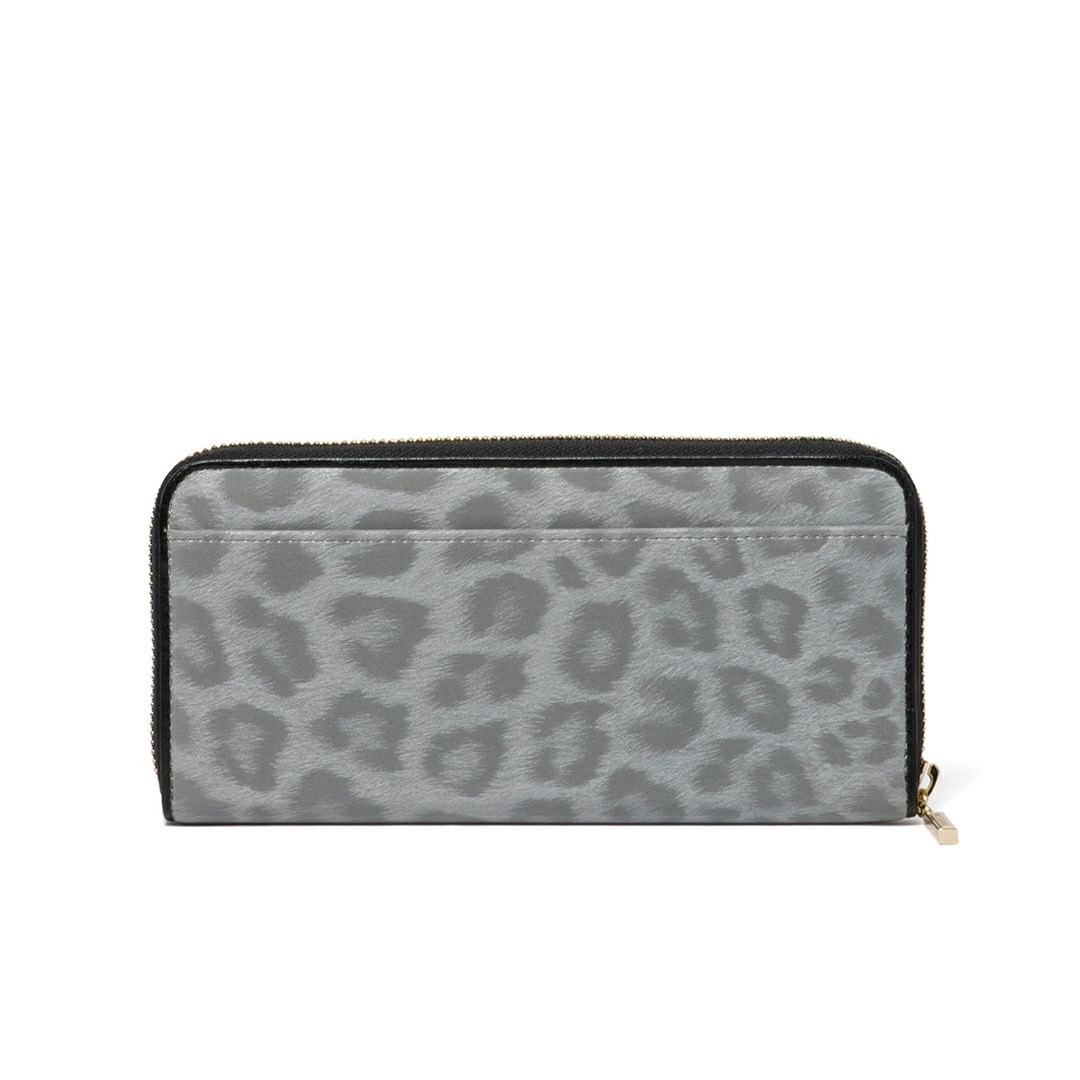 PINKY&DIANNEソフトレオパード ラウンドファスナー長財布 グレー