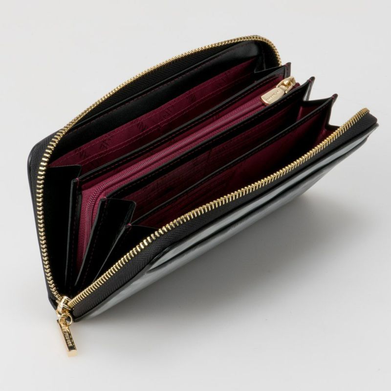 PINKY&DIANNEソフトレオパード ラウンドファスナー長財布 グレー