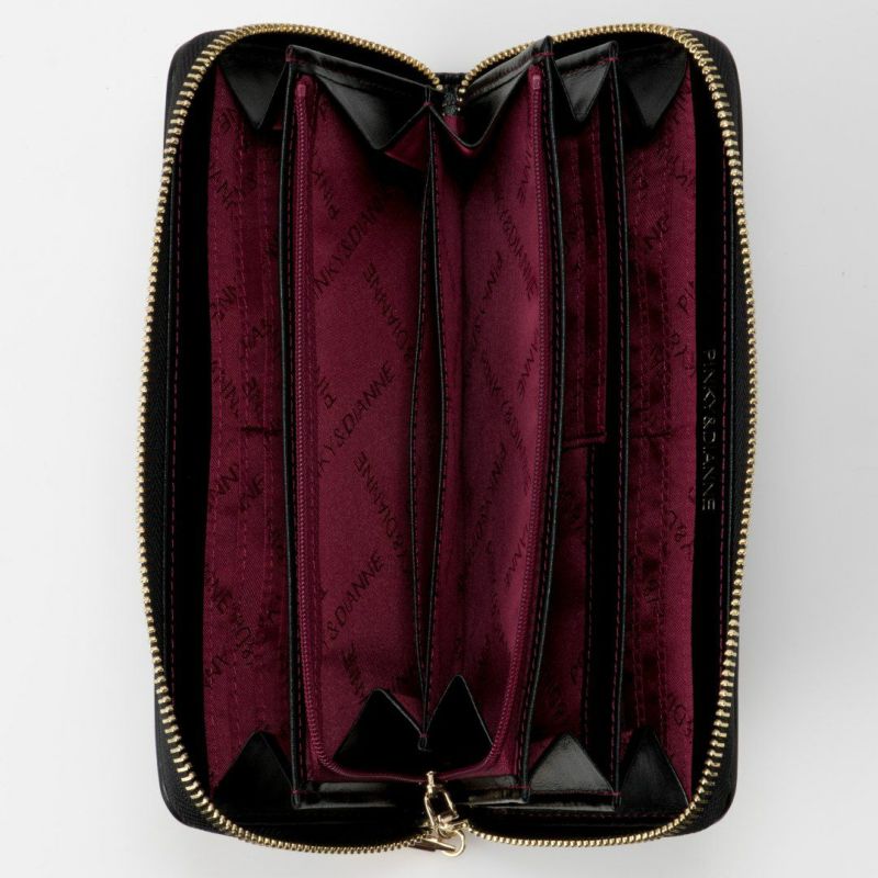 PINKY&DIANNEソフトレオパード ラウンドファスナー長財布 グレー