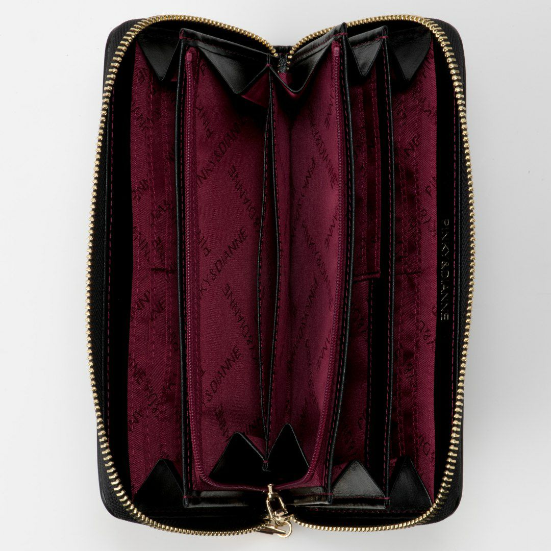 PINKY&DIANNEソフトレオパード ラウンドファスナー長財布 グレー