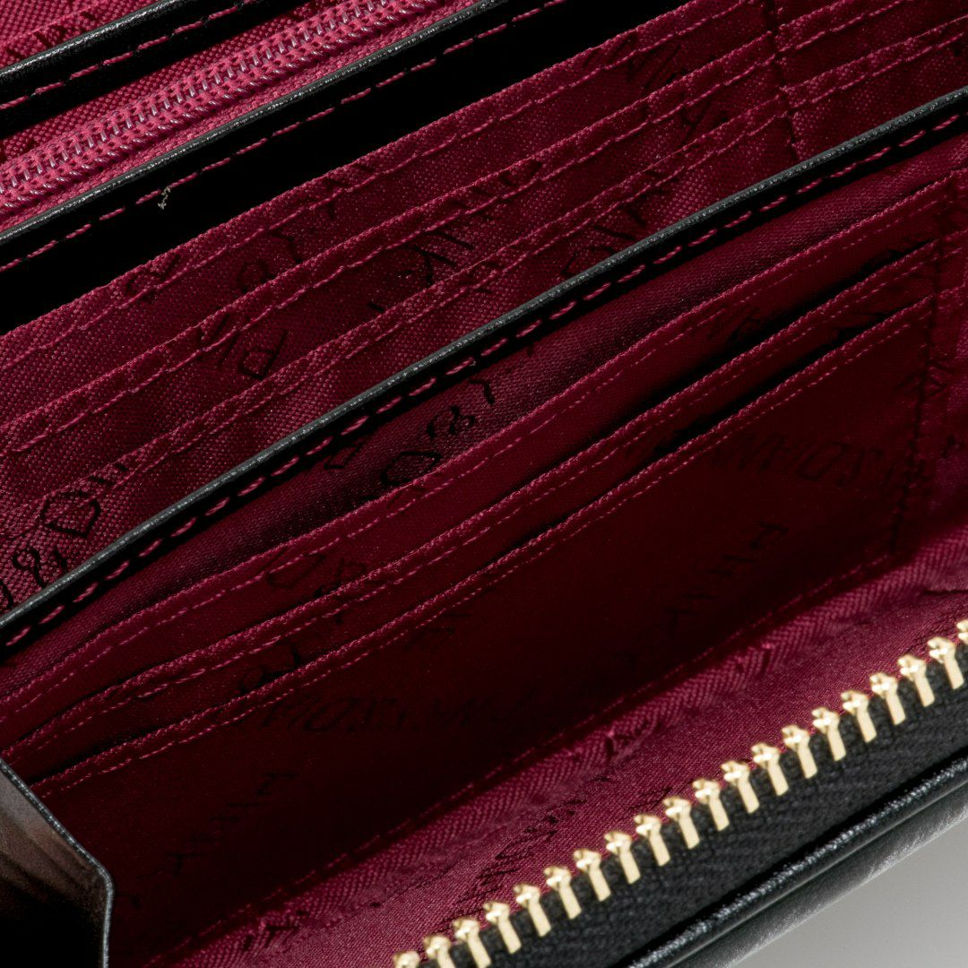 PINKY&DIANNEソフトレオパード ラウンドファスナー長財布 グレー