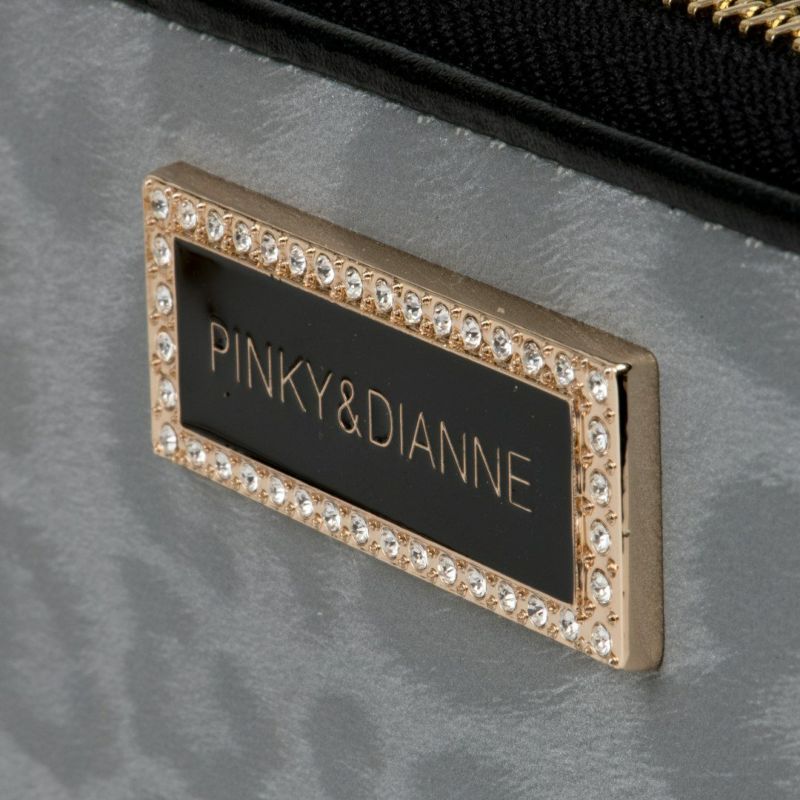 PINKY&DIANNEソフトレオパード ラウンドファスナー長財布 グレー