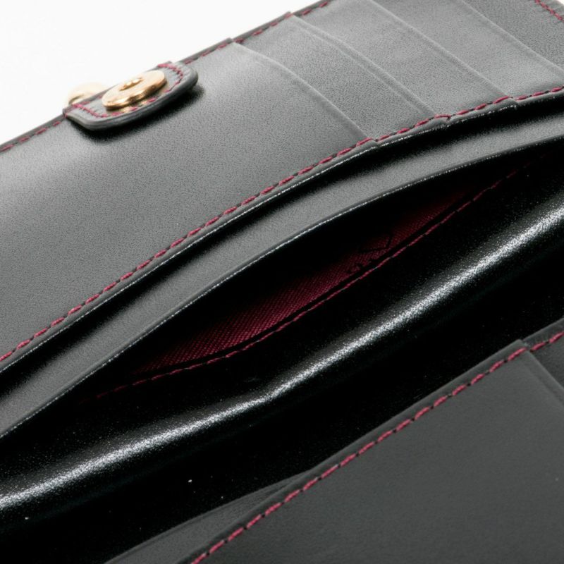 PINKY&DIANNEソフトレオパード 口金折り財布 ブラック