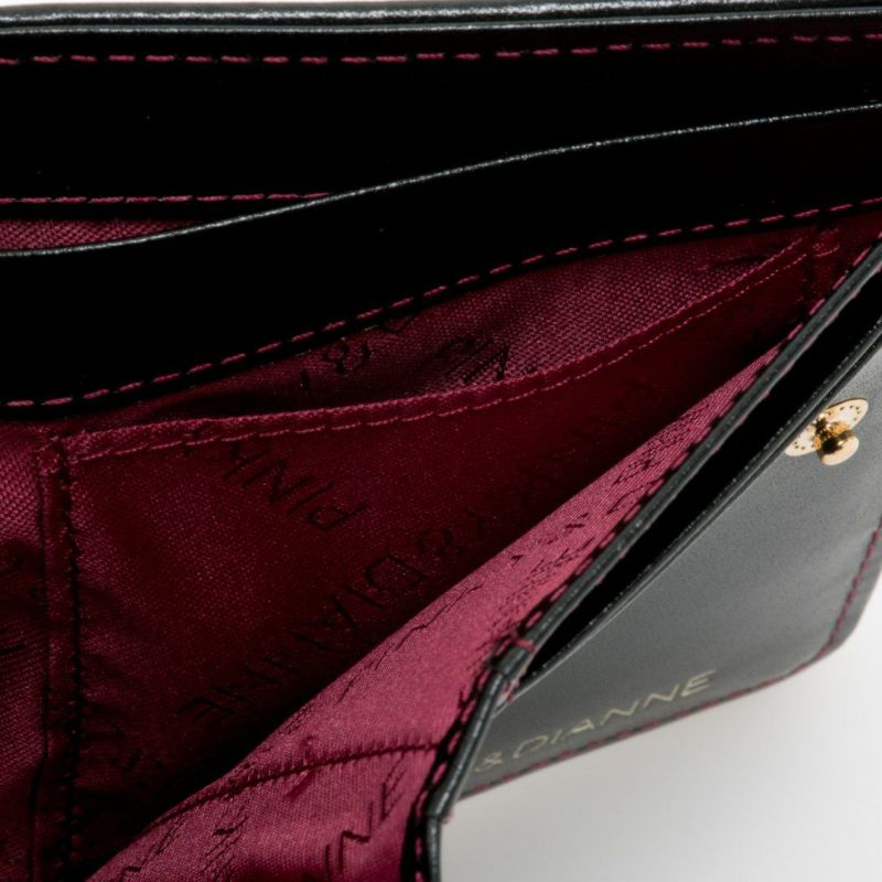 PINKY&DIANNEソフトレオパード 口金折り財布 ブラック