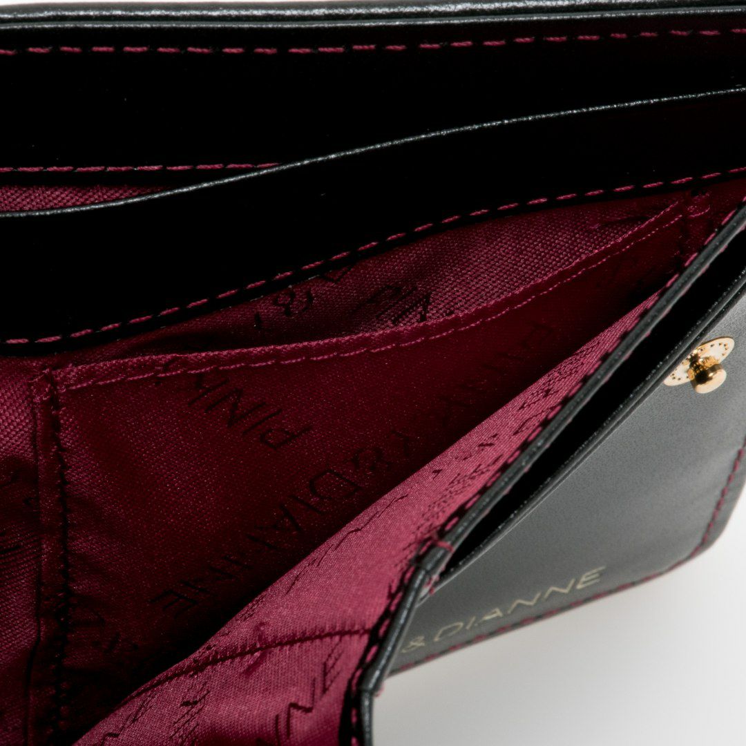 PINKY&DIANNEソフトレオパード 口金折り財布 ブラック