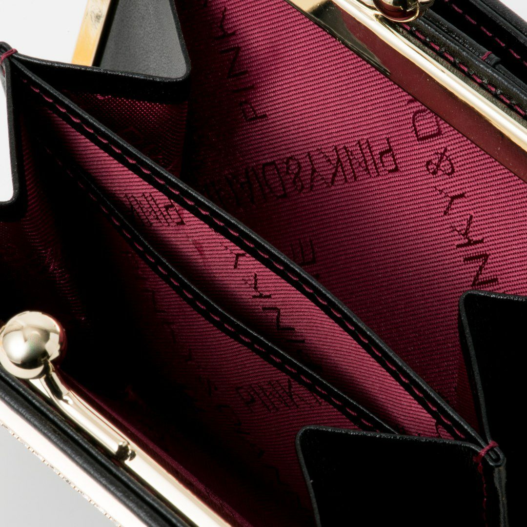 PINKY&DIANNEソフトレオパード 口金折り財布 ブラック