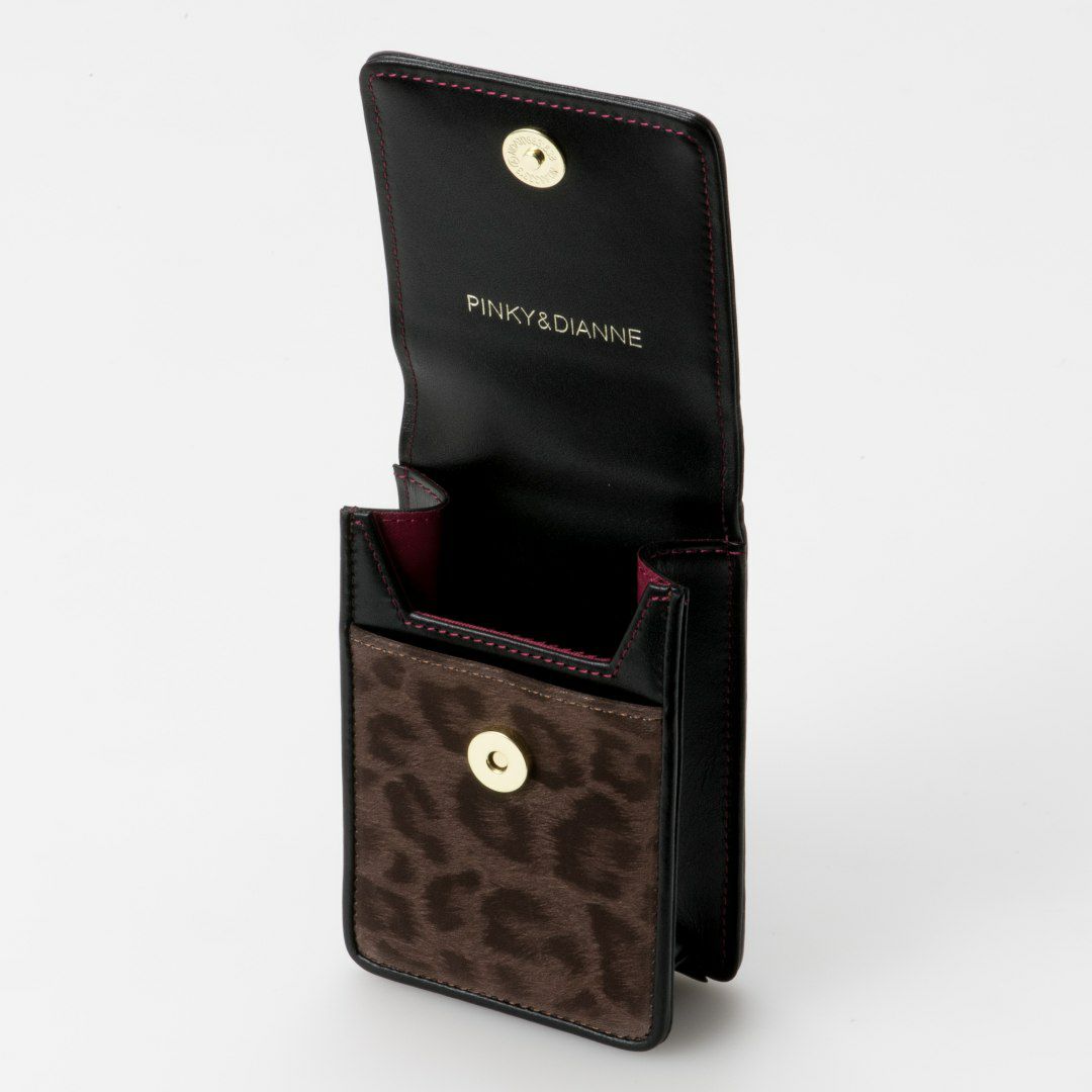 PINKY&DIANNEソフトレオパード シガレットケース ブラウン