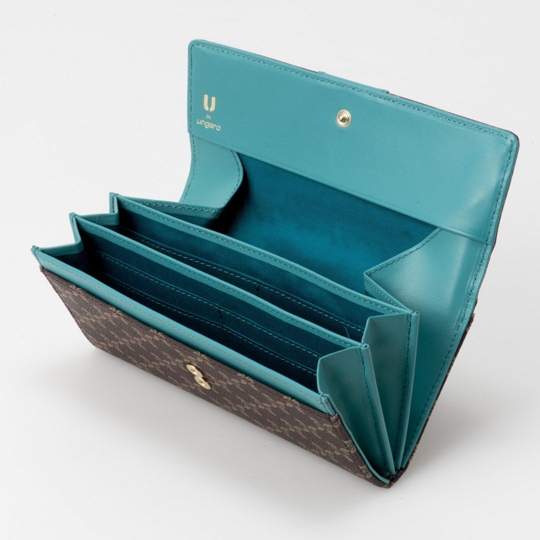 U by ungaro ミレーユ BOX長財布 ターコイズブルー