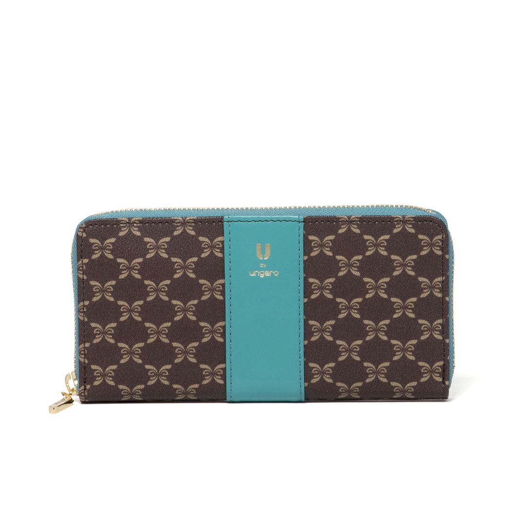 U by ungaro ミレーユ ラウンドファスナー長財布 ターコイズブルー 