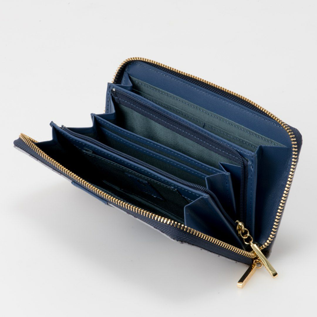 U by ungaro ミレーユ ラウンドファスナー長財布 ブルー 