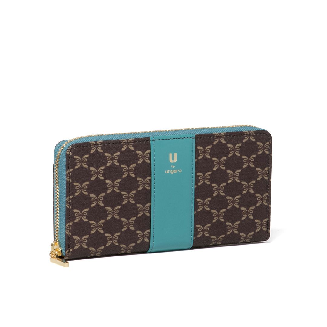 U by ungaro ミレーユ ラウンドファスナー長財布 ターコイズブルー 