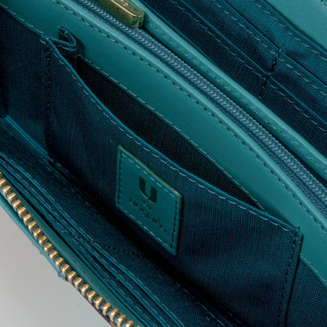 U by ungaro ミレーユ ラウンドファスナー長財布 ターコイズブルー 