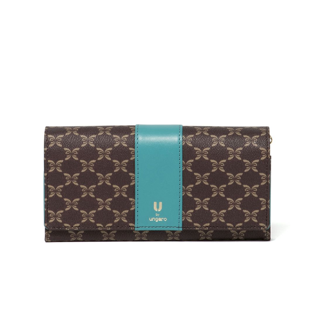 U by ungaro ミレーユ ダブルファスナー長財布 ターコイズブルー