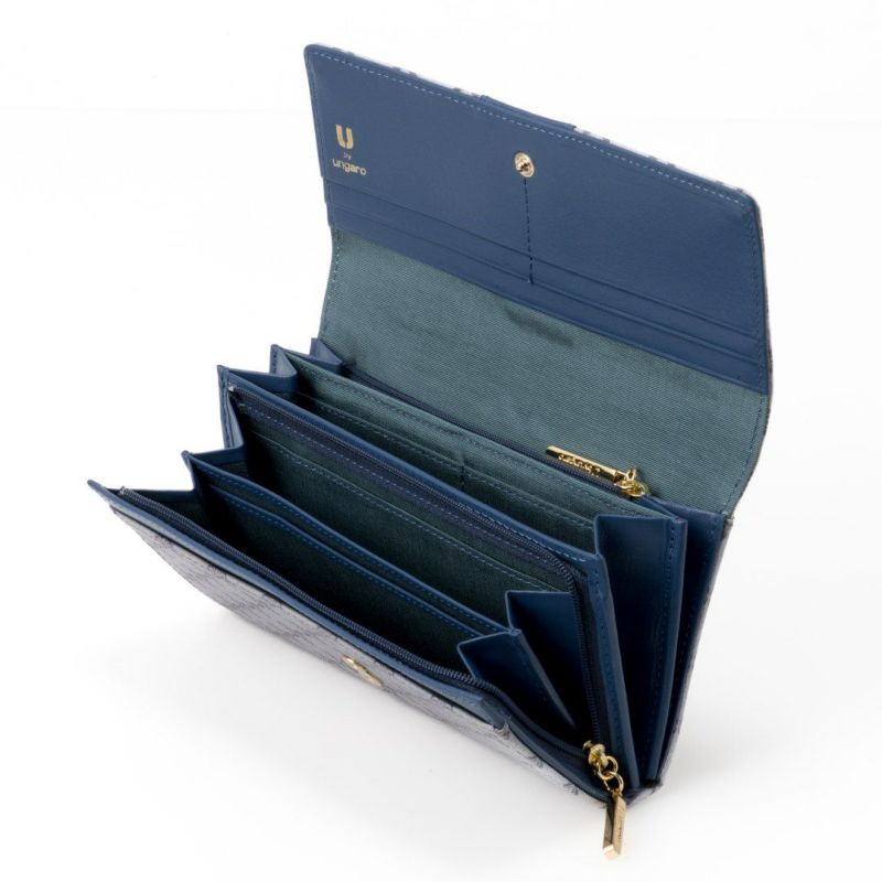 U by ungaro ミレーユ ダブルファスナー長財布 ブルー