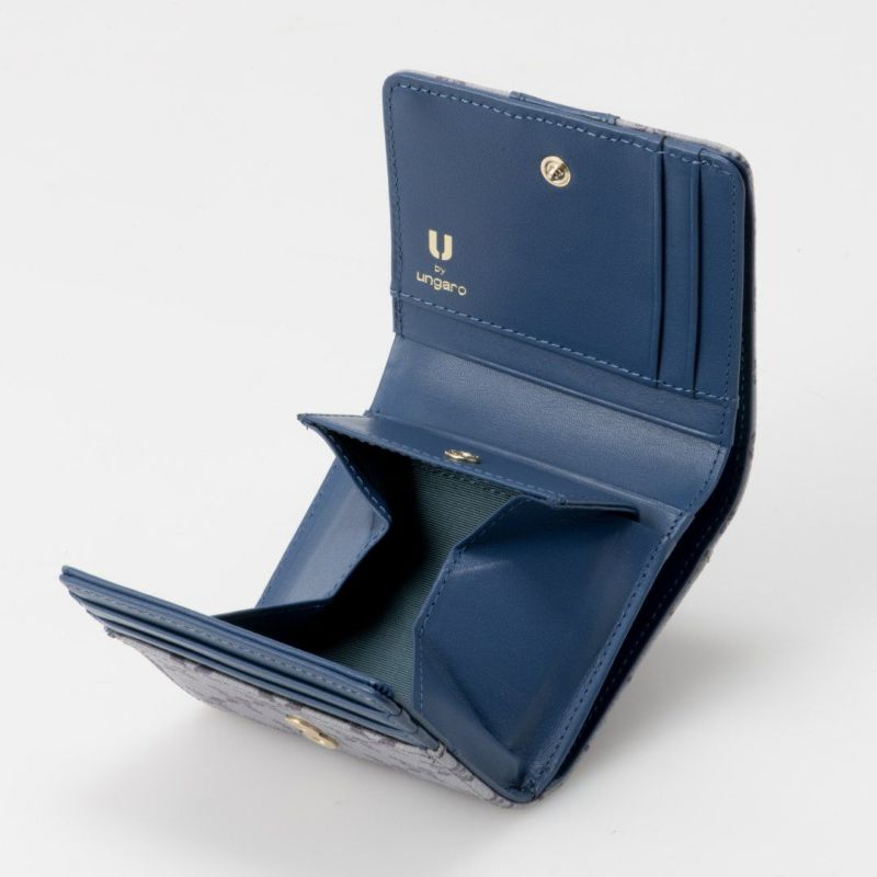  U by ungaro ミレーユ BOX折り財布 ブルー