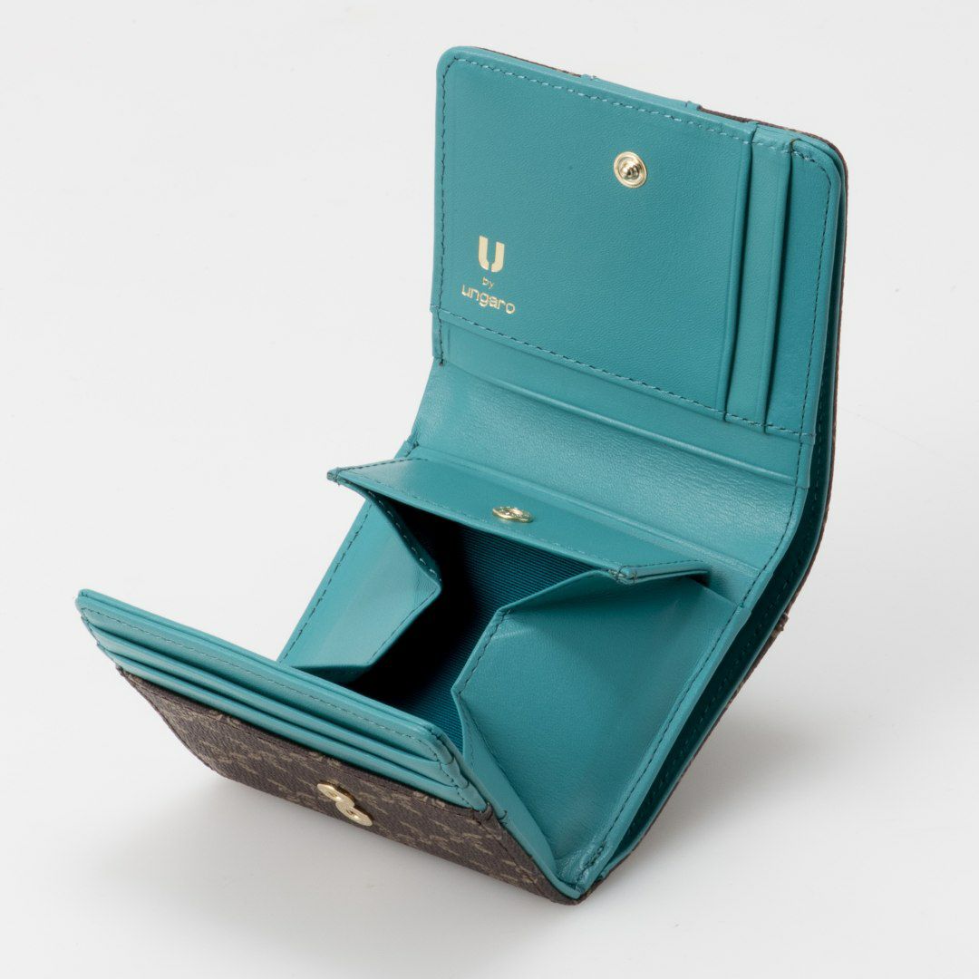  U by ungaro ミレーユ BOX折り財布 ターコイズブルー